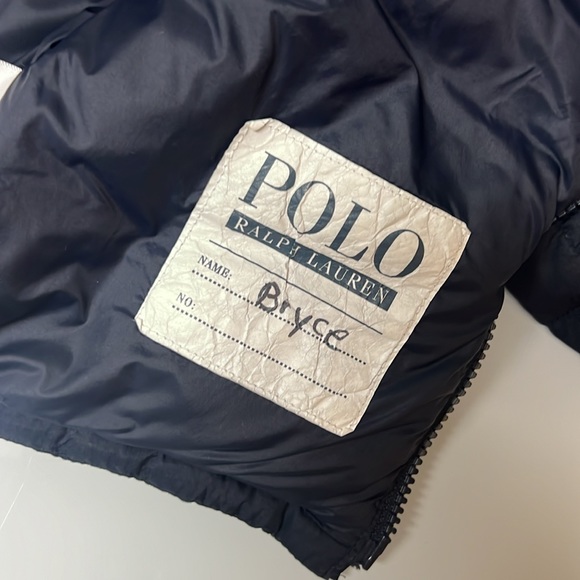 POLO RALPH LAUREN 2T BOYS DOWN FILLED NAVY BLUE HOODED JACKET RED HORSE USED - Picture 14 of 15